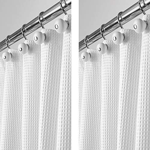 Product Cover mDesign - 2 Pack - Extra Long Hotel Quality Polyester/Cotton Blend Fabric Shower Curtain, Rustproof Metal Grommets - Waffle Weave for Bathroom Showers and Bathtubs - 72