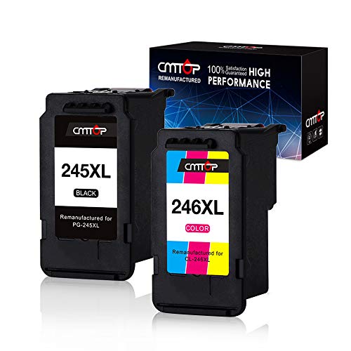 Product Cover CMTOP Compatible Ink Replacement for Canon PG-245XL CL-246XL 245 246 XL Ink Cartridge, for Canon PIXMA MG2522 MG2520 MX490 MX492 MG2920 MG2922 IP2820 TS3122 MG2420 MG2922 Printer, 1 Black+1 Tri-Color