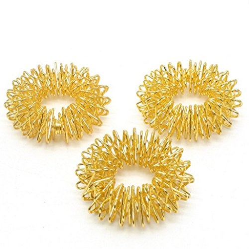 Product Cover 10pcs Finger Massager Rings Mini Finger Acupuncture Spring Ring Finger Circulation Rings (Gold)
