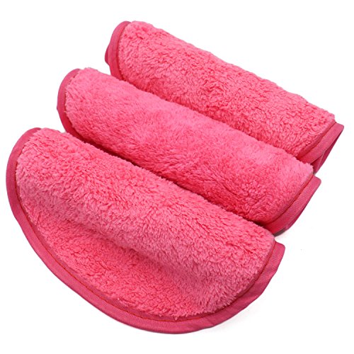 Product Cover Buorsa 3 PCS Makeup Remover Cloths Reusable Facial Cleansing Towels,Pink