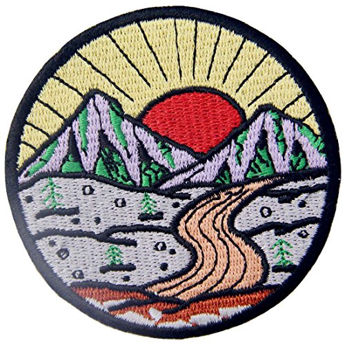 Product Cover Sunrise from Mountain Vintage Explore Outdoor Patch Embroidered Applique Iron On Sew On Emblem