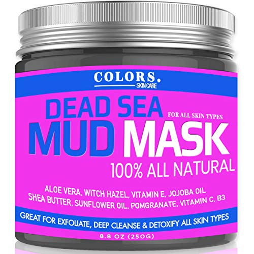 Product Cover Dead Sea Mud Mask - Witch Hazel And Aloe Great for Acne, Oily Skin & Blackheads - Best Facial Pore Minimizer, Cleansing Treatment - With Added Vitamins C, E, B3, and Jojoba - Natural And All Vegan