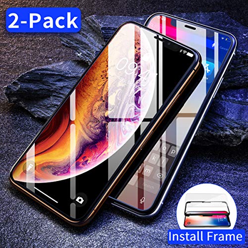 Product Cover Ainope [2-Pack] Screen Protector for iPhone Xs/iPhone X,[Alignment Frame] iPhone Xs/iPhone X Tempered Glass Screen Protector Case Friendly for Apple iPhone 10 5.8-inch (2017&2018) Anti-Fingerprint