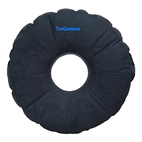 Product Cover Inflatable Donut Cushion - Self Inflating Pillow for Hemorrhoids, Tailbone and Coccyx - No Pump Needed (Black)