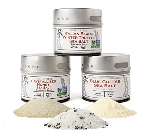 Product Cover Guilty Pleasures Finishing Sea Salt Collection - 3 Small Batch, Gourmet Sea Salts - Non GMO Project Verified - Craft Seasoning - Hand Packed - Magnetic Tins - All Natural - Spice Blends - #67
