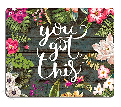 Product Cover Pingpi Floral Mouse Pad Motiavation Quote You Got This Neoprene Inspirational Quote Mousepad Office Space Decor Home Office Computer Accessories Mousepads Watercolor Vintage Flower Design