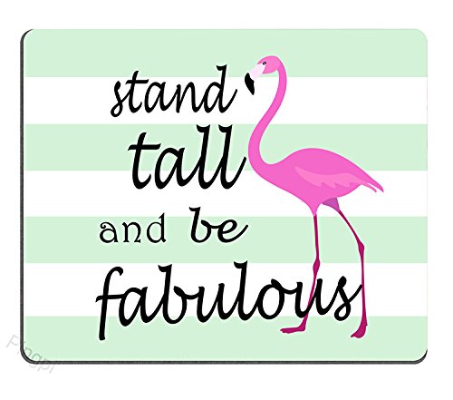 Product Cover Pingpi Flamingo Quote Mouse Pad, Stand Tall & Be Fabulous, Personalized Design Non-Slip Rubber Mouse pad