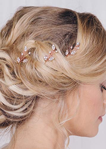 Product Cover fxmimior 3 PCS Bridal Women Vintage Wedding Party Hair Pins Crystal Hair Accessories (rose gold)