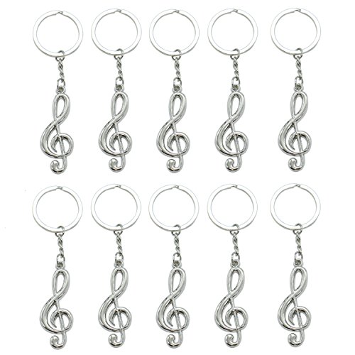 Product Cover SenseYo 10 Pcs Musical Note Key Chain Metal Music Symbol G-Clef Key Ring Keychain Trinket