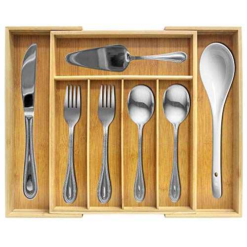 Product Cover G-LEAF Expandable Cutlery Tray Utensil Flatware Silverware Drawer Organizer, Tray Drawer Organizer
