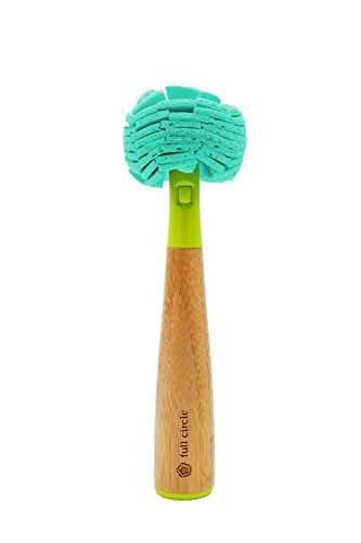 Product Cover Full Circle FC14109G Crystal Clear 2.0 Replaceable Bamboo Handle Glassware & Dish Cleaning Sponge, Green