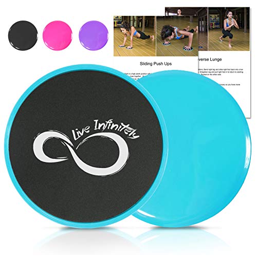 Product Cover Live Infinitely Core Sliders - Dual Sided Fitness Sliders for Hardwood Or Carpeted Surfaces - Ideal for Ab & Core Workouts - Includes eBook of Exercises & Workouts