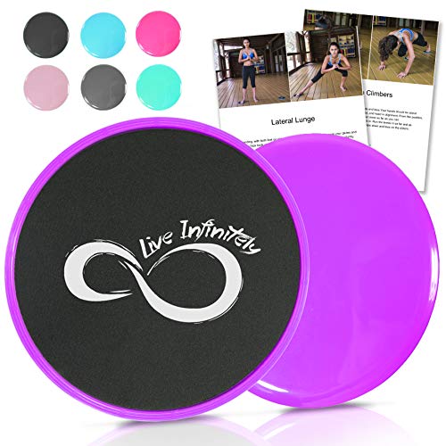 Product Cover Live Infinitely Gliding Core Disc Sliders 2 Pack Exercise On Any Surface with Our Non-Catch Edges Designed for Smooth Sliding - Dual Sided Trainers Ideal for Home Abdominal & Core Workouts-Purple