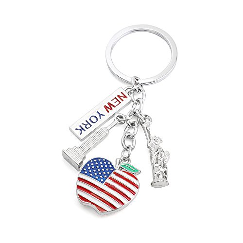 Product Cover CHOP MALL Keychain Keyring I Love New York Statue of Liberty United States Flag Pendant Key Chain Gift for Backpack Handbag Car Key