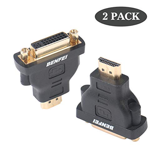 Product Cover hdmi to dvi Adapter, benfei hdmi to dvi-d dvi bidirectional Converter Male to Female Gold-Plated Cord 2 Pack