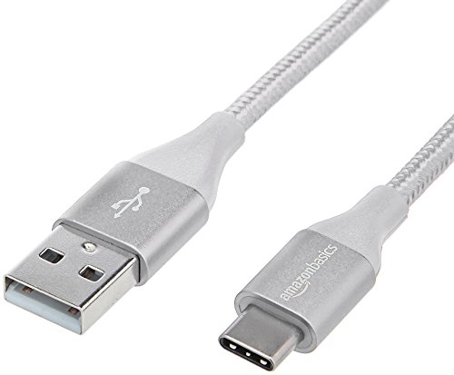 Product Cover AmazonBasics Double Braided Nylon USB Type-C to Type-A 2.0 Male Charger Cable | 1 foot, Silver