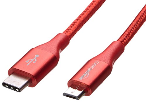 Product Cover AmazonBasics Double Braided Nylon USB Type-C to Micro-B 2.0 Male Charger Cable | 6 feet, Red
