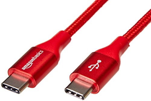 Product Cover AmazonBasics Double Braided Nylon USB Type-C to Type-C 2.0 Charger Cable | 1 foot, Red
