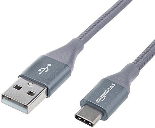 Product Cover AmazonBasics Double Braided Nylon USB Type-C to Type-A 2.0 Male Charger Cable | 1 foot, Dark Grey