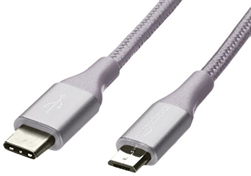Product Cover AmazonBasics Double Braided Nylon USB Type-C to Micro-B 2.0 Male Charger Cable | 6 feet, Dark Grey