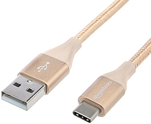 Product Cover AmazonBasics Double Braided Nylon USB Type-C to Type-A 2.0 Male Charger Cable | 3 feet, Gold