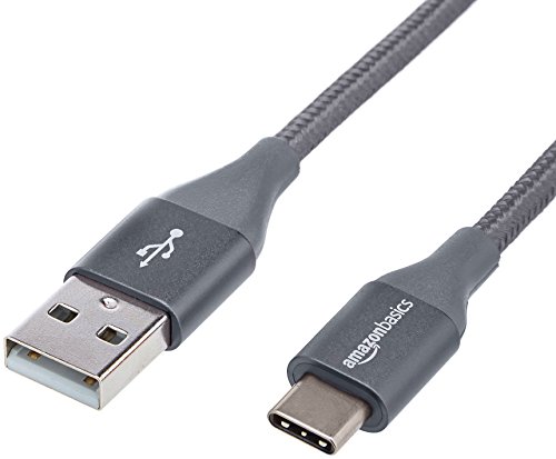 Product Cover AmazonBasics Double Braided Nylon USB Type-C to Type-A 2.0 Male Cable, 3 feet, Dark Grey