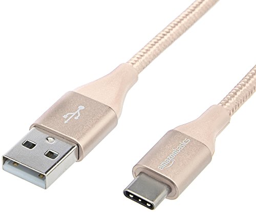 Product Cover AmazonBasics Double Braided Nylon USB Type-C to Type-A 2.0 Male Charger Cable | 1 foot, Gold