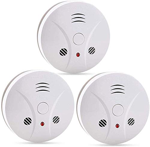 Product Cover 3 Pack Fire Alarms Smoke Detector Battery Operated with Photoelectric Sensor and Silence Button, Travel Portable Smoke Alarms