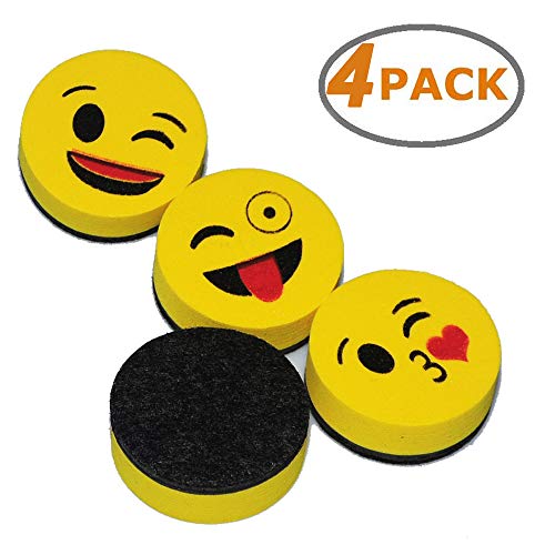 Product Cover Wekoil Magnetic Dry Erase Erasers Whiteboard Eraser Chalkboard Eraser 2 inch Cute Dry Erasers with Felt for Kids Teachers Classroom Office Home,Pack of 4
