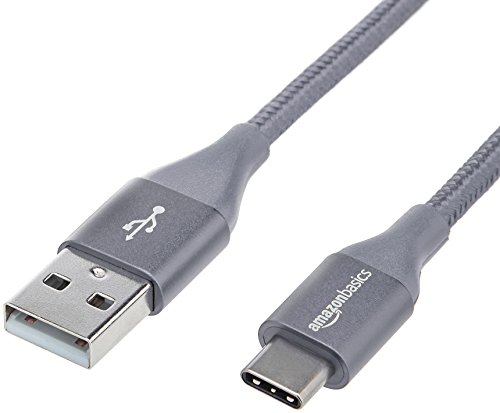 Product Cover AmazonBasics Double Braided Nylon USB Type-C to Type-A 2.0 Male Cable, 6 feet, Dark Grey