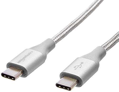 Product Cover AmazonBasics Double Braided Nylon USB Type-C to Type-C 2.0 Charger Cable | 1 foot, Silver