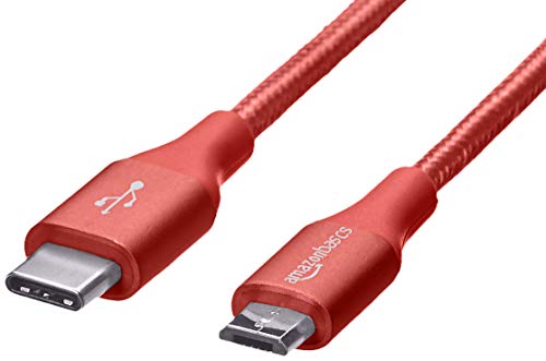 Product Cover AmazonBasics Double Braided Nylon USB Type-C to Micro-B 2.0 Male Charging Cable | 3 feet, Red