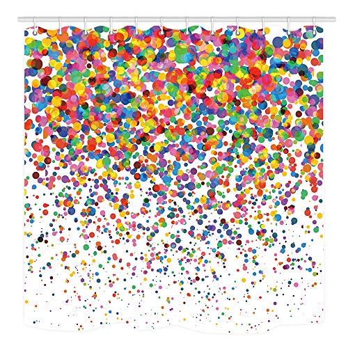 Product Cover NYMB Colorful Confetti Falling Shower Curtain, Wedding Festival Party Decor Bath Curtains, Fabric Bathroom Decorations Shower Curtains 12PCS Hooks Included, 69X70 Inches
