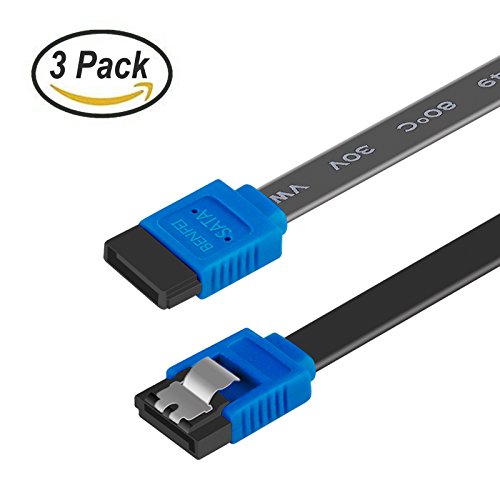 Product Cover SATA Cable III, Benfei 3 Pack SATA Cable III 6Gbps Straight HDD SDD Data Cable with Locking Latch 18 '' for SATA HDD, SSD, CD Driver, CD Writer