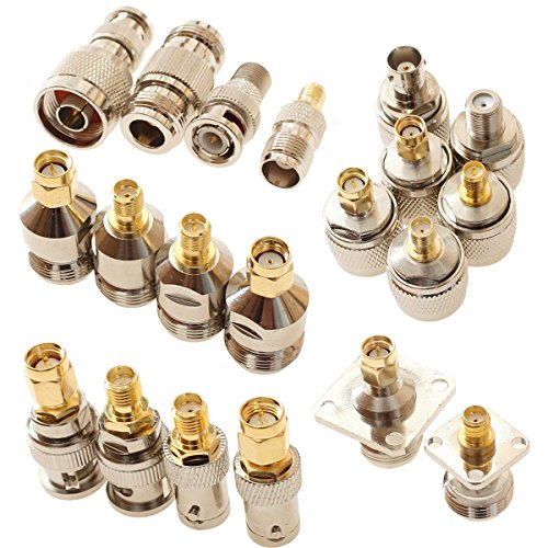Product Cover exgoofit SMA to N BNC TNC F Type Connectors Male Female Kits 20 in 1 N to SMA BNC to SMA TNC to SMA RF Adapter