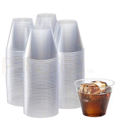 Product Cover Clear Plastic Cups | 9 Ounce. - 200 Pack | Hard Disposable Cups | Plastic Wine Cups | Plastic Cocktail Glasses | Plastic Drinking Cups | Plastic Party Punch Cups | Bulk Party Cups | Wedding Tumblers