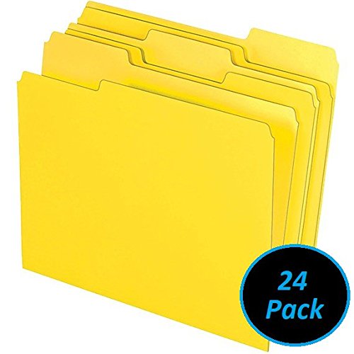 Product Cover 1InTheOffice Colored Top-Tab File Folders, 3 Tab, Yellow, Letter Size,