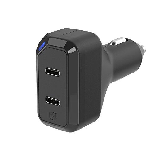 Product Cover SCOSCHE Powervolt 36W Dual Port USB Type-C Car Charger with LED Power Indicator Compatible with All Power Delivery 3.0, 2.0 and Standard USB-C Devices - Black