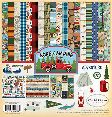 Product Cover Carta Bella Paper Company CBGC85016 Gone Camping Collection Kit Paper, 12 x 12, Multicolor