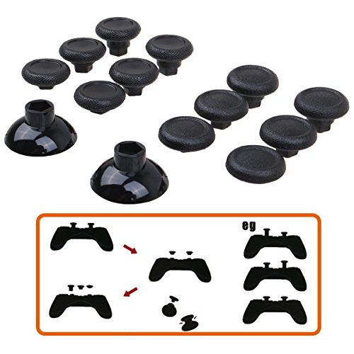 Product Cover MXRC Professional Replacement Repair Kit Swap Thumb Analog Sticks for PS4 Controller & Xbox One Controller, Black
