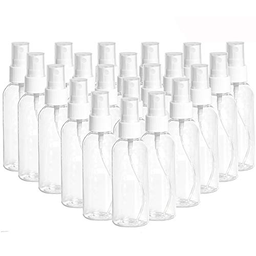 Product Cover 20 Pack 2.7oz Fine Mist Clear Spray Bottles Refillable & Reusable Empty Plastic Travel Bottle for Essential Oils, Travel, Perfumes