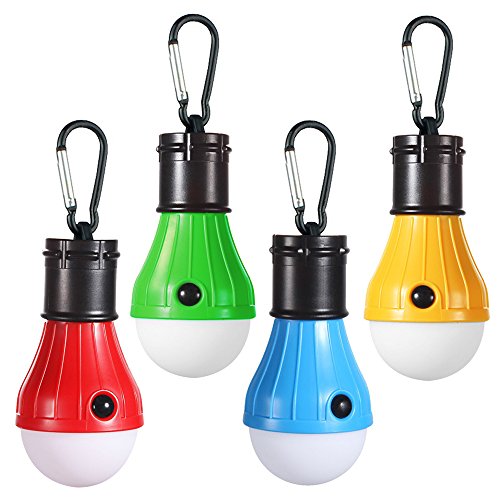 Product Cover Doukey LED Campings Light [4 Pack] Portable LED Tent Lanterns with Carabiner for Backpacking Camping Hiking Fishing Emergency Light Battery Powered Lamp for Outdoor and Indoor