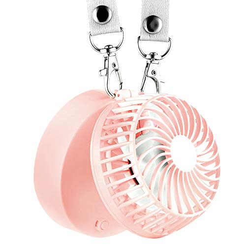 Product Cover EasyAcc Battery Operated Necklace Fan Hand Free USB Fan Rechargeable Personal Fan with 2600mAh Battery 3 Settings 6-18H Working Times 180° Rotating Free Adjustment for Camping/Outdoors/Travel - Pink