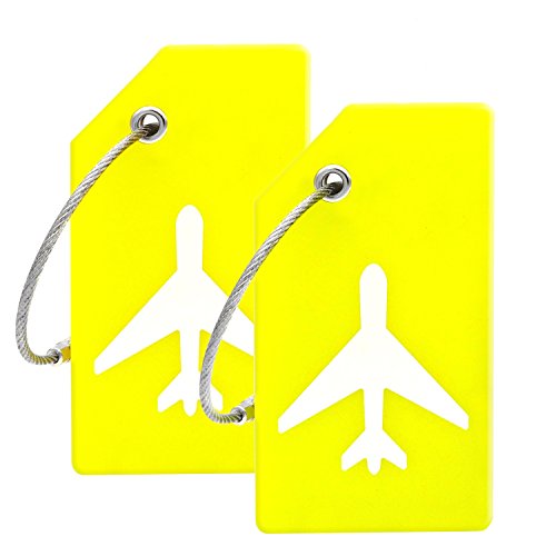 Product Cover Silicone Luggage Tag With Name ID Card Perfect to Quickly Spot Luggage Suitcase (Yellow)