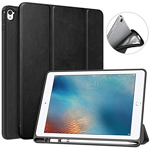 Product Cover MoKo Case for iPad Pro 9.7 with Apple Pencil Holder - Slim Lightweight Smart Shell Stand Cover Case with Auto Wake/Sleep for Apple iPad Pro 9.7 Inch 2016 Tablet, Black