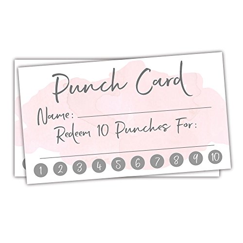 Product Cover 50 Pink Watercolor Reward Punch Cards | Customer Loyalty Cards | Incentive Cards