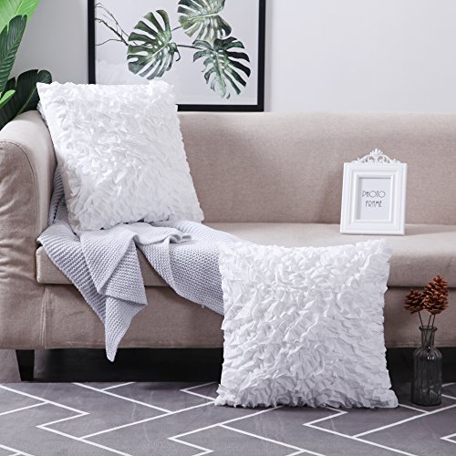 Product Cover MoMA Decorative Throw Pillow Covers (Set of 2) - Pillow Cover Sham Cushion Cover - White Throw Pillow Cover - Decorative Sofa Throw Pillow Cover - Square Decorative Pillowcase - White - 18