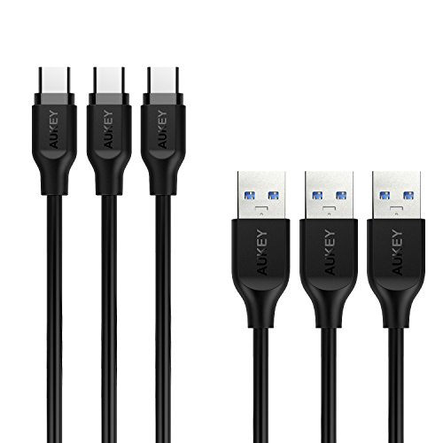 Product Cover AUKEY [Updated] USB C Cable 3.3ft, [3 Pack] USB 3.0 Type C Cable Fast Charge for Samsung Galaxy S9 S9 Plus S8 S8 Plus Note 8, LG V30 V20 G6 G5, HTC U11/10 and More