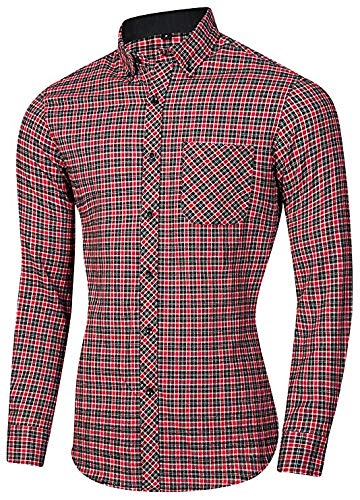 Product Cover Alimens & Gentle Men's Button Down Regular Fit Long Sleeve Plaid Flannel Casual Shirts
