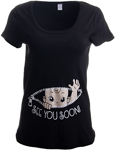 Product Cover See You Soon! | Cute Funny Maternity Pregnancy Baby Scoop Neck Top T-Shirt for Pregnant Women